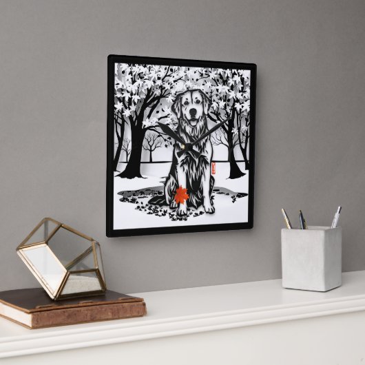 Rustige GLEN Golden Retriever Vierkante Klok (Kantoor)