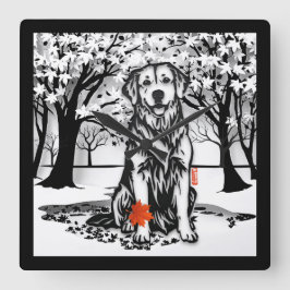 Rustige GLEN Golden Retriever Vierkante Klok