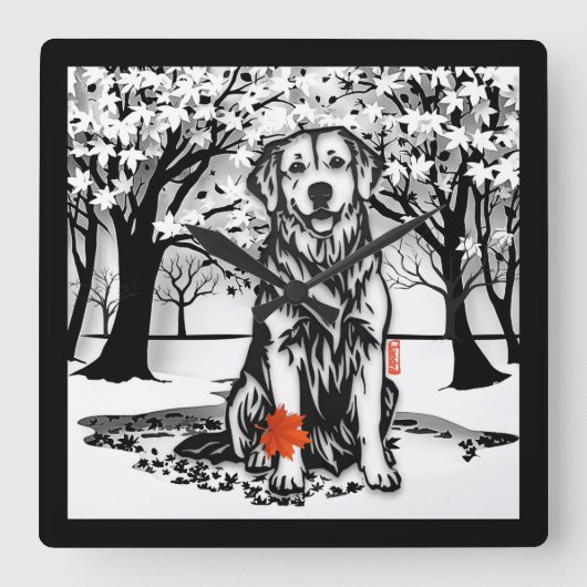 Rustige GLEN Golden Retriever Vierkante Klok (Voorkant)