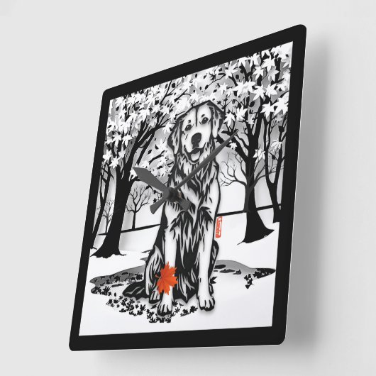 Rustige GLEN Golden Retriever Vierkante Klok (Hoek)