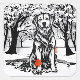 Rustige GLEN Golden Retriever Vierkante Sticker