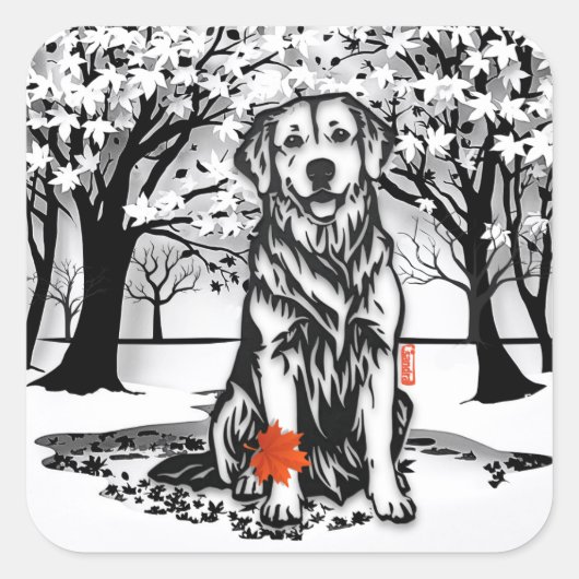 Rustige GLEN Golden Retriever Vierkante Sticker (Voorkant)