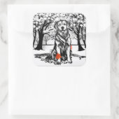 Rustige GLEN Golden Retriever Vierkante Sticker (Tas)