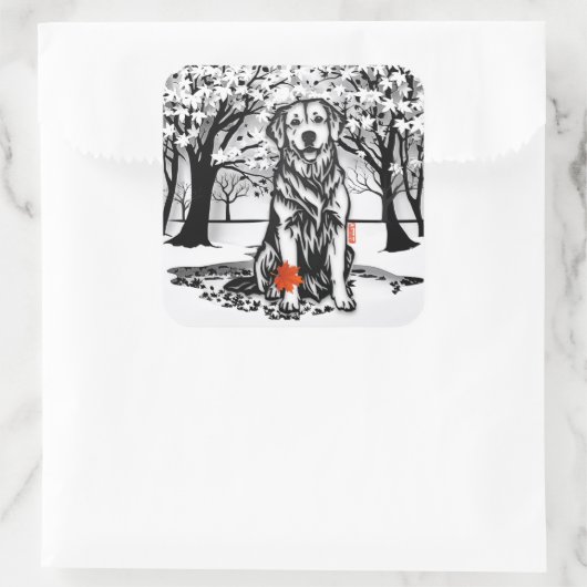 Rustige GLEN Golden Retriever Vierkante Sticker (Tas)