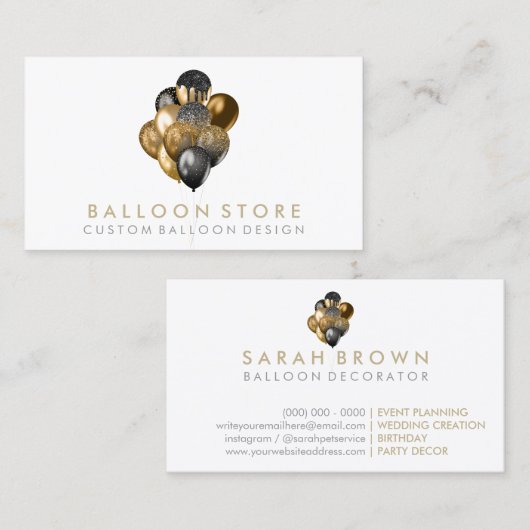 Rustige Glitter Event Party Decor Balloon Visitekaartje (Voorkant / Achterkant)