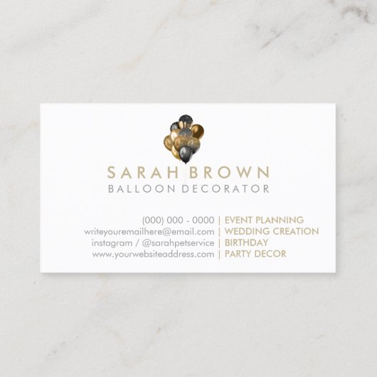 Rustige Glitter Event Party Decor Balloon Visitekaartje (Achterkant)