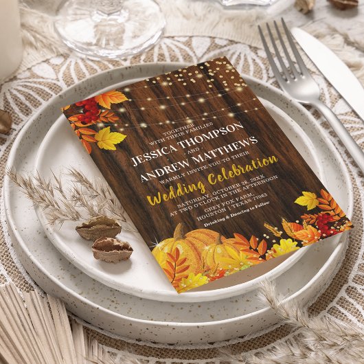 Rustige Glitter Pompoen Herfst Bruiloft Kaart