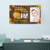 Rustige Glitter Pompoen Herfst Neutraal 1e Verjaar Spandoek (Beurs)