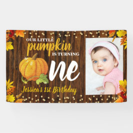 Rustige Glitter Pompoen Herfst Neutraal 1e Verjaar Spandoek