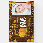Rustige Glitter Pompoen Herfst Neutraal 1e Verjaar Spandoek (Verticaal)