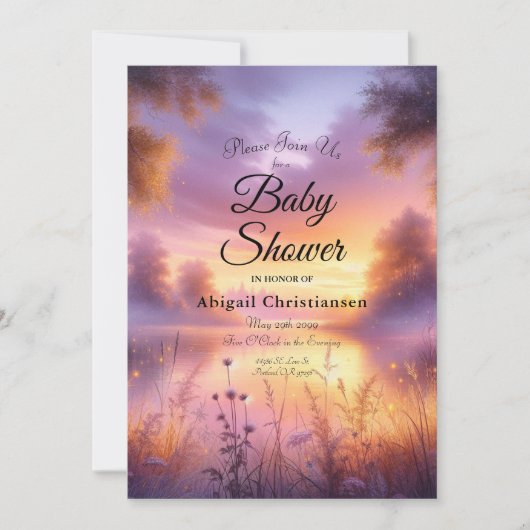 Rustige gloed van de avond bij het meer kaart (Voorkant)