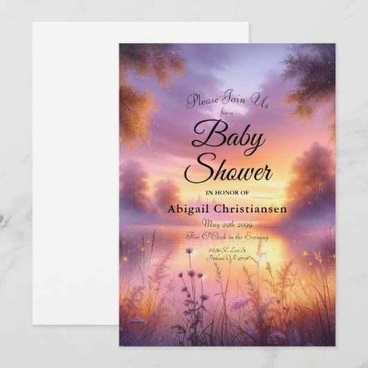 Rustige gloed van de avond bij het meer kaart (Voorkant / Achterkant)