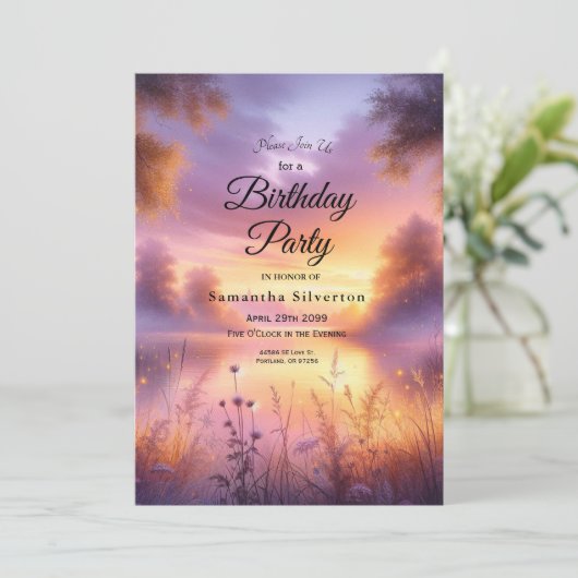 Rustige gloed van de avond bij het meer kaart (Staand voorkant)