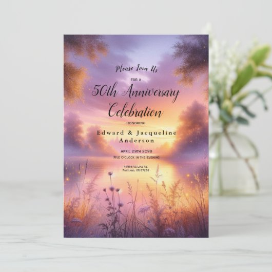 Rustige gloed van de avond bij het meer kaart (Staand voorkant)