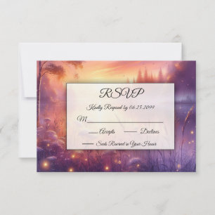 Rustige gloed van de avond bij het meer RSVP kaartje