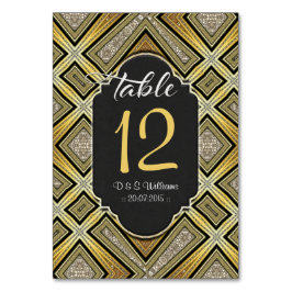 Rustige Gold Black Pattern Table Number Kaarten
