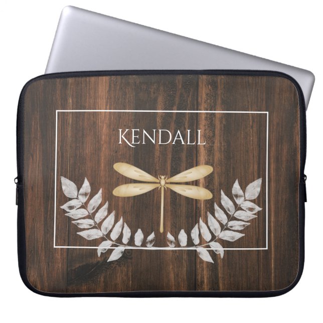 Rustige Gold Dragonfly-laptophoes Laptop Sleeve (Voorkant)