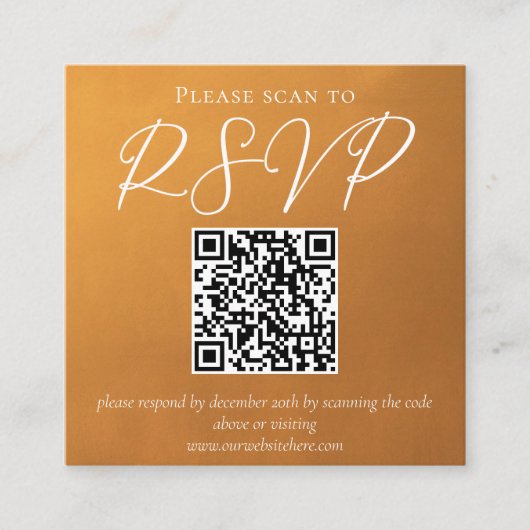Rustige Gold Earth Tone Fall Wedding QR Code RSVP Informatiekaartje (Voorkant)