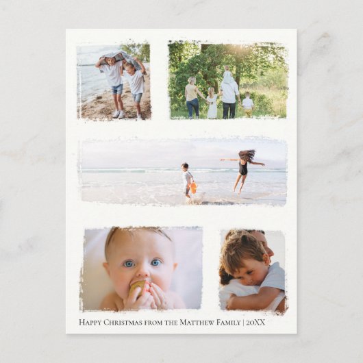 Rustige Gold Foil kerstfamilie Foto-collage Briefkaart (Voorkant)
