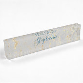 Rustige Gold Foil Pattern Grey Monogram Name Naambordje