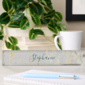 Rustige Gold Foil Pattern Grey Monogram Name Naambordje