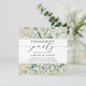 Rustige Gold Green Botanical Engagement Party Kaart (Staand voorkant)
