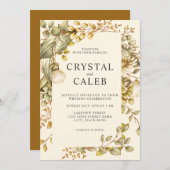 Rustige Gold Green Eucalyptus Foliage Wedding Kaart (Voorkant / Achterkant)