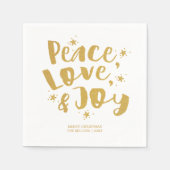 Rustige Gold Peace Love & Joy Holiday Kerstmis Servet (Voorkant)
