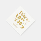 Rustige Gold Peace Love & Joy Holiday Kerstmis Servet (Hoek)