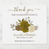 Rustige Gold Rozen Elegant Boho Wedding Hartelijk  Sparkling Wijnetiket (Enkel label)
