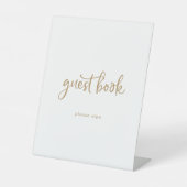 Rustige Gold Script Guest Book Sign Reclamebord Met Voetstuk (Voorkant)