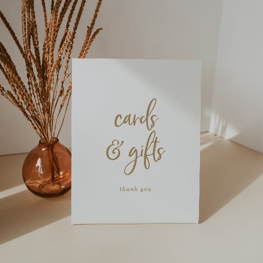 Rustige Gold Script-Kaarten en cadeautjes voor voe Reclamebord Met Voetstuk