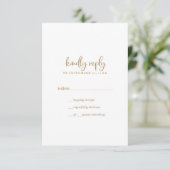 Rustige Gold Script Simple RSVP-kaart RSVP Kaartje (Staand voorkant)
