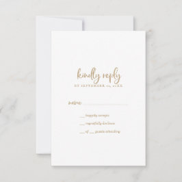Rustige Gold Script Simple RSVP-kaart RSVP Kaartje