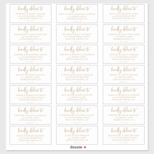 Rustige Gold Script Wedding Guest-Adresetiketten Sticker (Vel)