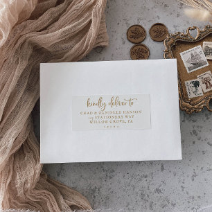 Rustige Gold Script Wedding Guest-Adresetiketten Sticker