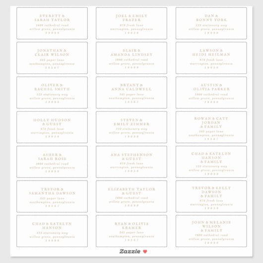 Rustige Gold Script Wedding Guest-Adresetiketten Sticker (Vel)