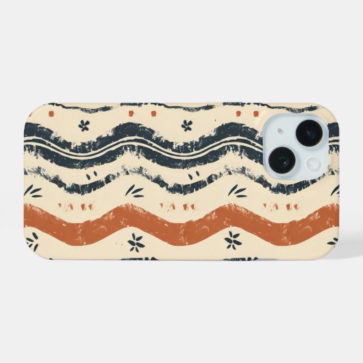 Rustige golven iPhone 15 case (Achterkant horizontaal)