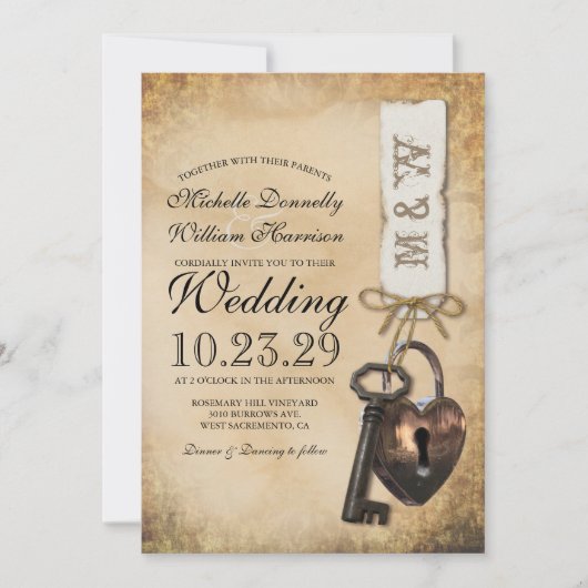 Rustige  Gothic Skeleton Key Wedding Kaart (Voorkant)