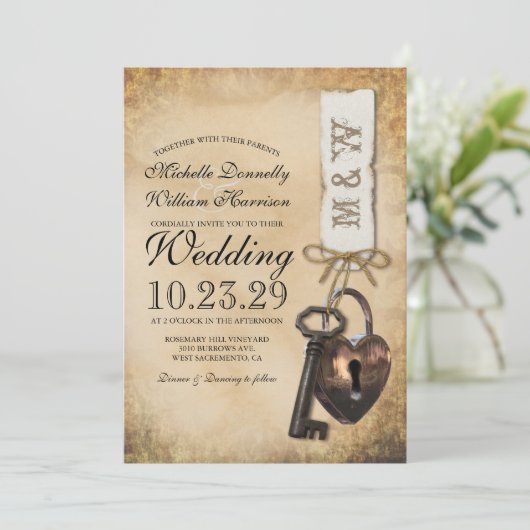 Rustige  Gothic Skeleton Key Wedding Kaart (Staand voorkant)
