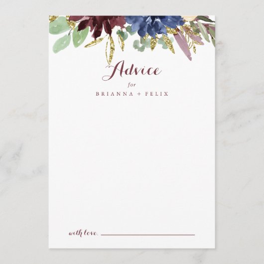 Rustige goudbladeren en Floral Calligraphy Wedding Advieskaart (Voorkant)
