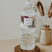 Rustige goudbladeren en Floral Calligraphy Wedding Waterfles Etiket