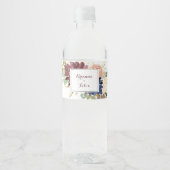 Rustige goudbladeren en Floral Calligraphy Wedding Waterfles Etiket (Voorkant)