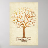 Rustige goudboom Thumbprint Wedding Guestbook Poster (Voorkant)