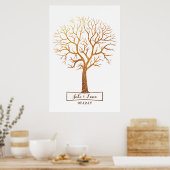 Rustige goudboom Thumbprint Wedding Guestbook Poster (Keuken)
