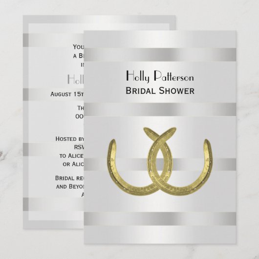 Rustige gouden Hoefijzers Zilver Wht V Vrijgezelle Kaart (Voorkant / Achterkant)