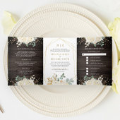 Rustige gouden Ivory Floral in één houtwacht Drieluik Uitnodiging