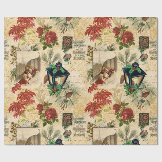 Rustige  gouden kerstfeestdagen cadeaupapier (Vlak)