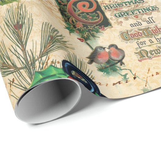 Rustige  gouden kerstfeestdagen cadeaupapier (Rol Hoek)