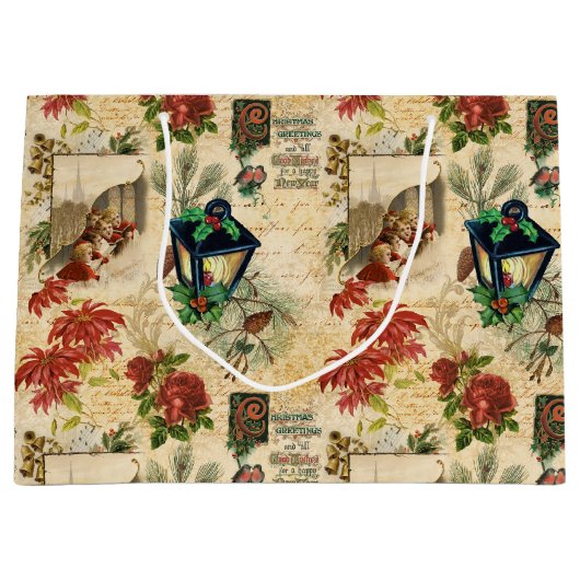 Rustige gouden kerstfeestdagen groot cadeauzakje (Voorkant)